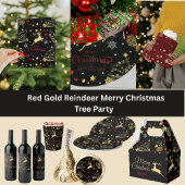 Red Gold Reindeer Merry kerstboom Wrapping P Cadeaupapier