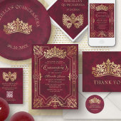 Maskerade Masker Rood Elegant Quinceanera Kaart