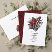Rood Floral Skeleton Gothic Wedding Programma (Personaliseer deze collectie van deze onafhankelijke maker. Test)