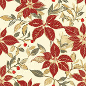 Red Green Poinsettias Vintage Kerstmis Cadeaupapier