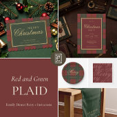 Rood groen geruit klassiek kerstfeest kaart