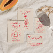 Red Retro Hand Written Drawn Quirky Unique Wedding Menu