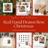 Red Bow Circle Christmas Photo Keramisch Ornament