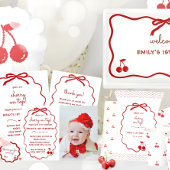 Hand getrokken kersen op Top Birthday Kaart