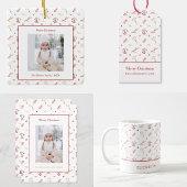 Beige rode Holly Berry Holiday Medium Gift Bag Medium Cadeauzakje