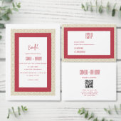 Rood Islamitisch Geometrisch Grens Bruiloft Kaart (Personaliseer de collectie van deze zelfstandige maker.)