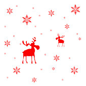 Moderne eenvoudige Red Moose Snowflakes Holiday Ca Feestdagen Kaart