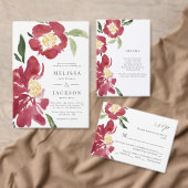 Rode Waterverf pioen bruiloft dank u Cadeaulabel (Personaliseer de collectie van deze zelfstandige maker.)