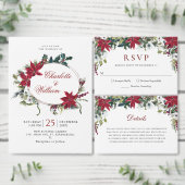 Elegant Red Poinsettia Waterverf ENGAGTY Kaart (Personaliseer de collectie van deze zelfstandige maker.)