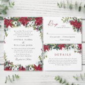 Elegante rode poinsettia bruiloft Save the Date Briefkaart (Personaliseer de collectie van deze zelfstandige maker.)