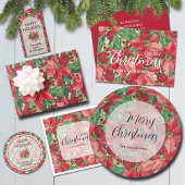 Elegante rode poinsettias kerst ronde sticker