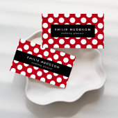 Red Polka Dots, Polka Dot Pattern, Stippen, gedopt Mini Visitekaartje