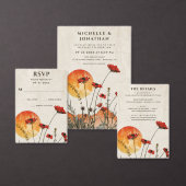 Eenvoudige rode klaprozen Boho Wildbloemen Zonsond Save The Date (Personaliseer de collectie van deze zelfstandige maker.)