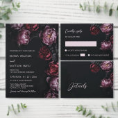 3D Purple and Dark Red Peony Wedding Menu (Personaliseer de collectie van deze zelfstandige maker.)