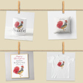 Thanksgiving Waterverf Rooster gepersonaliseerd Sleutelhanger