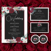 Elegante Kerst Bloemen Roos QR Code Huwelijk Informatiekaartje