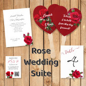 Rode Rozen Bruiloft Menu Entree RSVP Kaarten