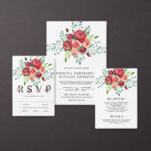 Rode Rozen Bloemstuk All-in-One Trouw Kaart (Personaliseer de collectie van deze zelfstandige maker.)