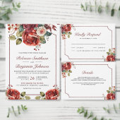 Romantic Red Roses Floral Wedding Details Informatiekaartje (Personaliseer de collectie van deze zelfstandige maker.)