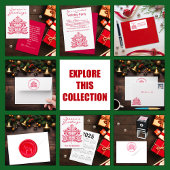 Red Scandinavian Folk Art kerstboom Servet