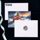 Red Train Christmas Tree Holiday Magnet