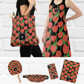 Rode tulpen retro, gepersonaliseerd monogram Case-Mate iPhone case