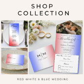 Rood Wit & Blauw Elegant Script Huwelijksreceptie Menu