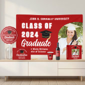 Klasse van 2025 Foto Modern Red Graduation Party Kaart