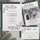 Rode winterbessen plat bedankje bedankkaart