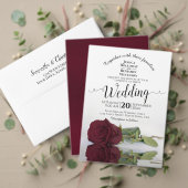 Elegant Long-Stemmed Burgundy Roos Formal Wedding Kaart (Personaliseer de collectie van deze zelfstandige maker.)