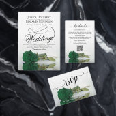Reflecterende smaragdgroene Roos Elegante Boog Wed Kaart (Personaliseer de collectie van deze zelfstandige maker.)