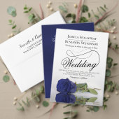 Elegant Navy Blue Roos Wedding Rehearsal & Dinner Kaart (Personaliseer deze collectie van deze onafhankelijke maker. Test)