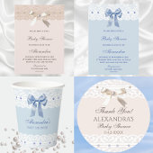 Roze Regency Bow Lace Baby shower Dank u Ronde Sticker