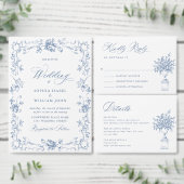 Renaissance  Dusty Blue Wedding Details Informatiekaartje (Personaliseer de collectie van deze zelfstandige maker.)