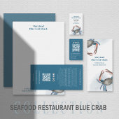 Waterverf Eenvoudige blauwe krab Feast Gingham Par Kaart