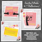 Retro 60s Midden-Eeuw Moderne Huwelijksnamen Datum Vierkante Sticker