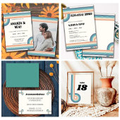  Retro Old Style 70s Wedding Table Number Kaart