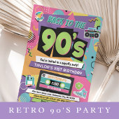 Rad 90s Memphis Stijl Verjaardagsfeestuitnodiging Kaart