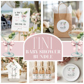 Retro A Tini One Martini Pink Bow Girl Baby Shower Cadeaulabel