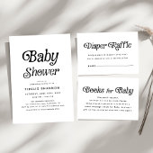 Minimaal zwart-wit Retro Baby shower Ronde Sticker