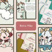 Pastel Grey Blue Baby Dragon Bedankt Labels