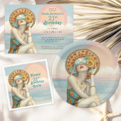 Retro Beach Glam Stijlvolle 21e verjaardag Servet