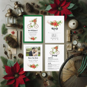 Poinsettia & Pine Christmas Wedding Charm QR-code Kaart