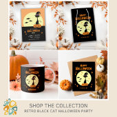 Retro Zwarte Kat Gepersonaliseerde Halloween Party Kaart