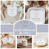 Retro Blue Bow Cafe Bebe Boy Coffee Baby Shower Kaart