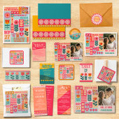 Retro Boho Bloemen Bold & Heldere Kleurrijke Bruil Magneet