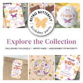 Retro vlinder verjaardagsfeestje vlaggetjes