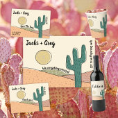 Aangepaste Retro Boho Desert Cactus Bruiloft Ronde Sticker