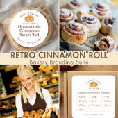 Retro Cinnamon Roll Logo Cake Care Instructions Bedankkaart