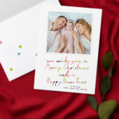 retro vrolijk kerstfeest en een nieuwjaarsfoto feestdagenkaart (Personaliseer de collectie van deze zelfstandige maker.)